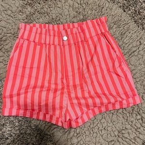 High Waist Pink Stripe Shorts
